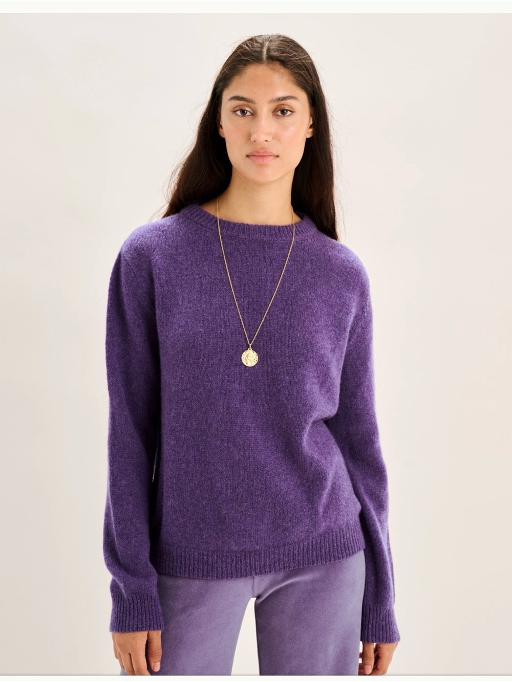 Suzie Kondi kismet cashmere Knit Crewneck Sweater in fig oversized xs